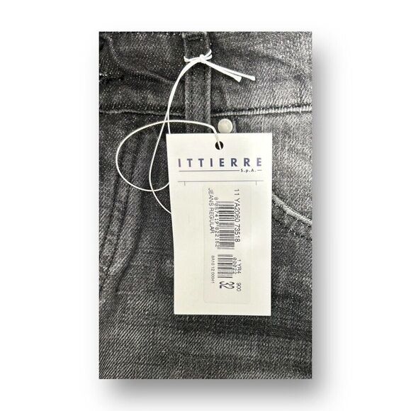 NWT Fiorucci Ittierre 32x35 Black Faded Italian Denim Jeans Straight Leg Rare - Picture 2 of 11
